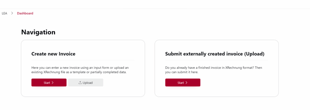 Two of the options available on the navigation dashboard of the OZG-RE portalTwo of the options available on the navigation dashboard of the OZG-RE portal