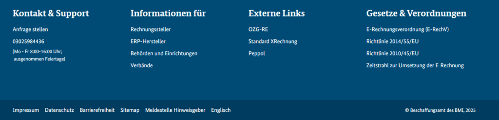 Screenshot von der Fußzeile