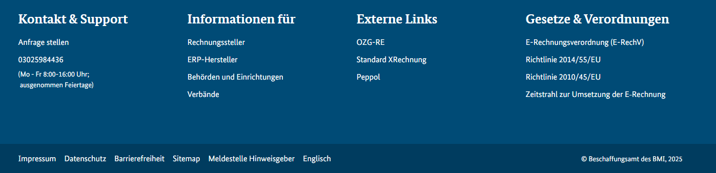 Screenshot von der Fußzeile
