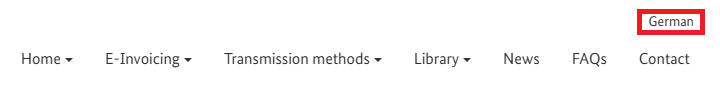 Screenshot, der die Schaltfläche zum Wechsel zur Seite in deutscher Sprache markiert
