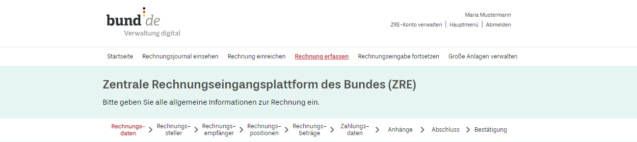 Der Screenshot zeigt das Menü des ZRE-Portals und hebt die Schaltfläche 